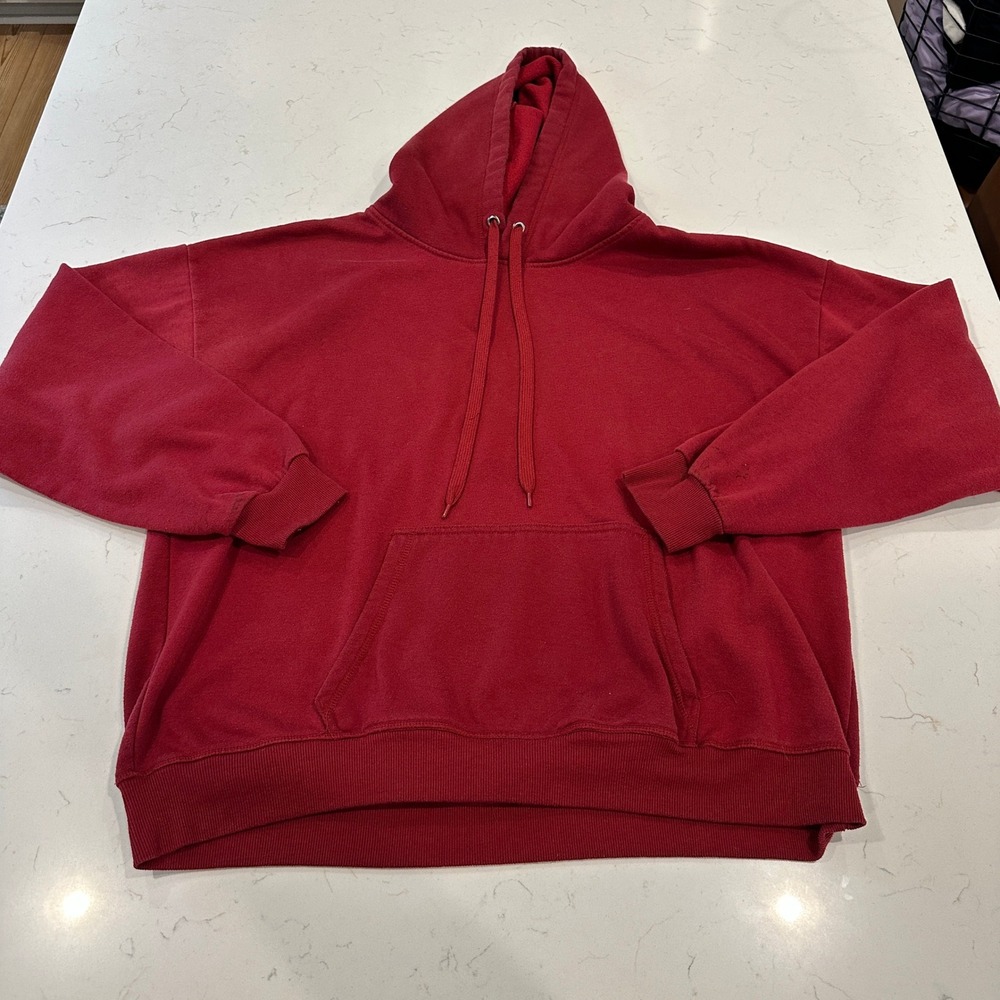 Mission Ridge Mens 2XL Red Pullover Hoodie Fleece Sweatshirt Solid Blank 67227